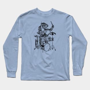 SEEMBO Robot Playing Drums Drummer Drumming Musician Band Long Sleeve T-Shirt